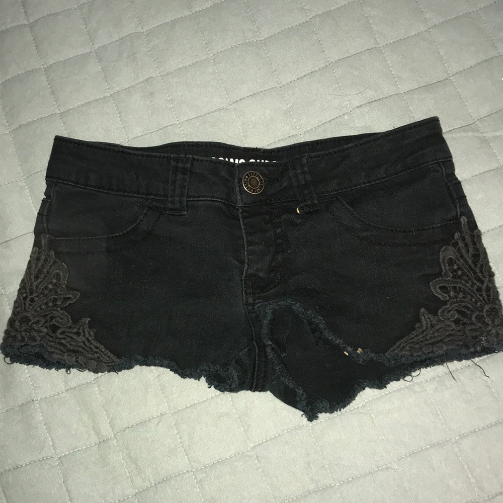 Black denim shorts